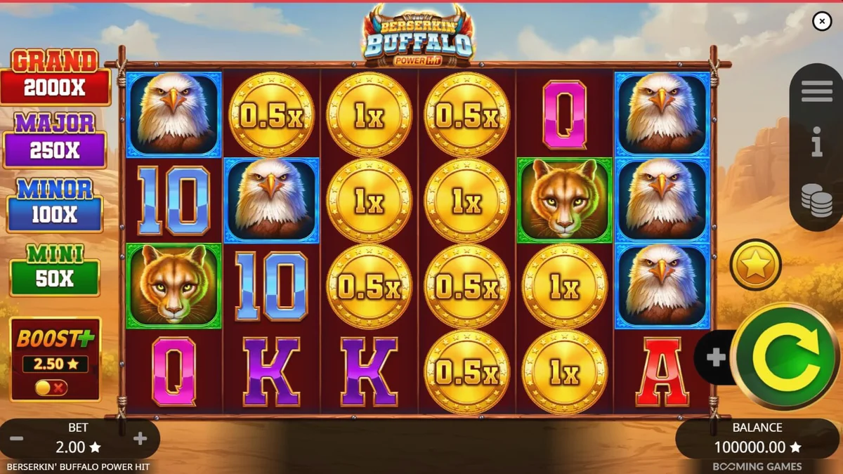 Tampilan visual slot Beserkin’ Buffalo Power Hit dengan nuansa padang gurun yang mistis